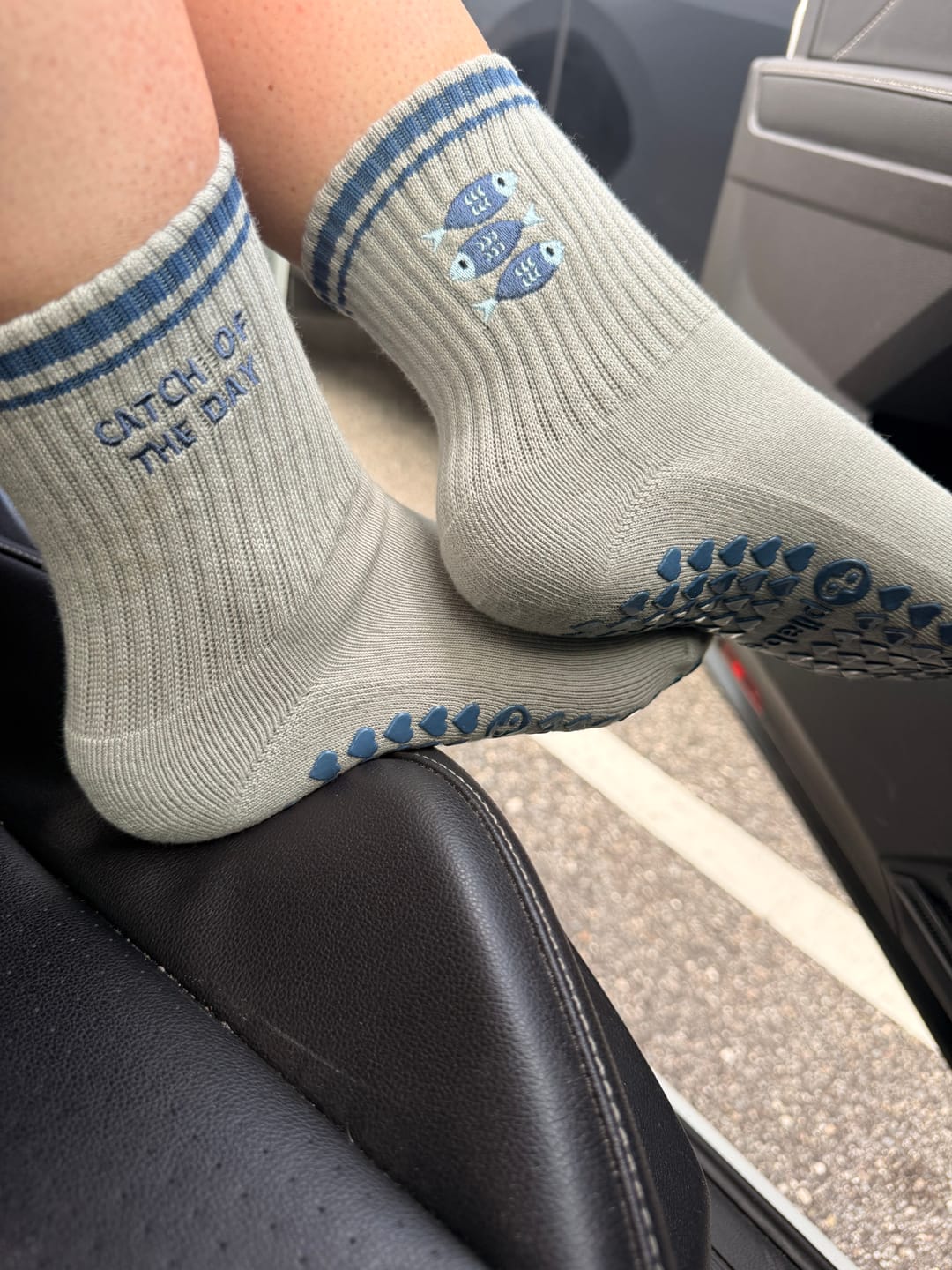 Customer photo review of Catch of the Day Grip Socks