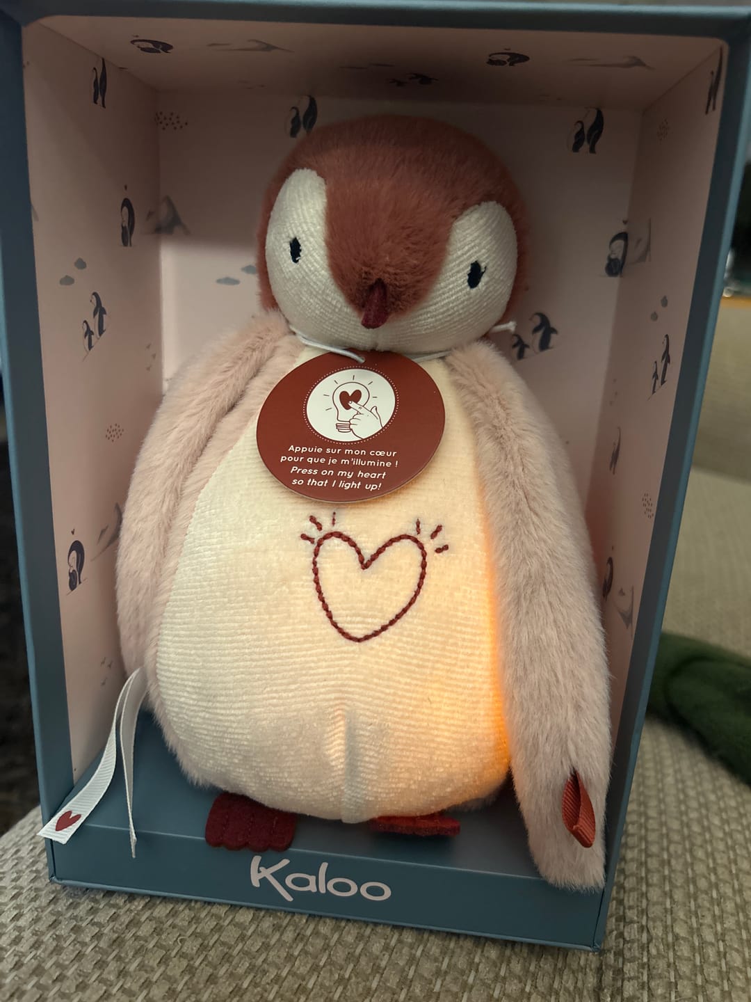 Customer photo review of Kaloo Penguin Pink Nightlight
