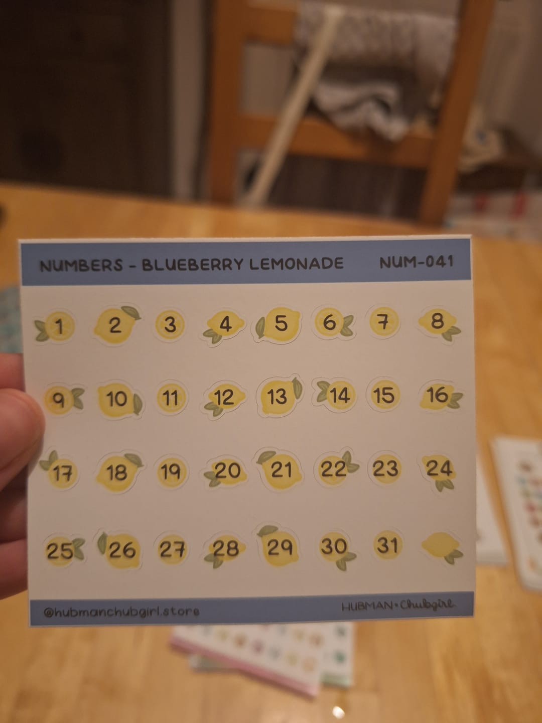 Customer photo review of Numbers - Blueberry Lemonade Planner Stickers