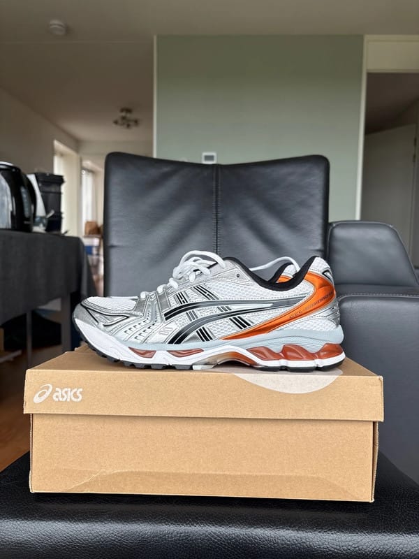 Customer photo review of ASICS Gel-Kayano 14 White Piquante Orange