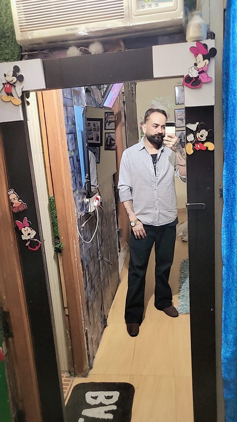 Customer photo review of Grey Washed Denim Shirt