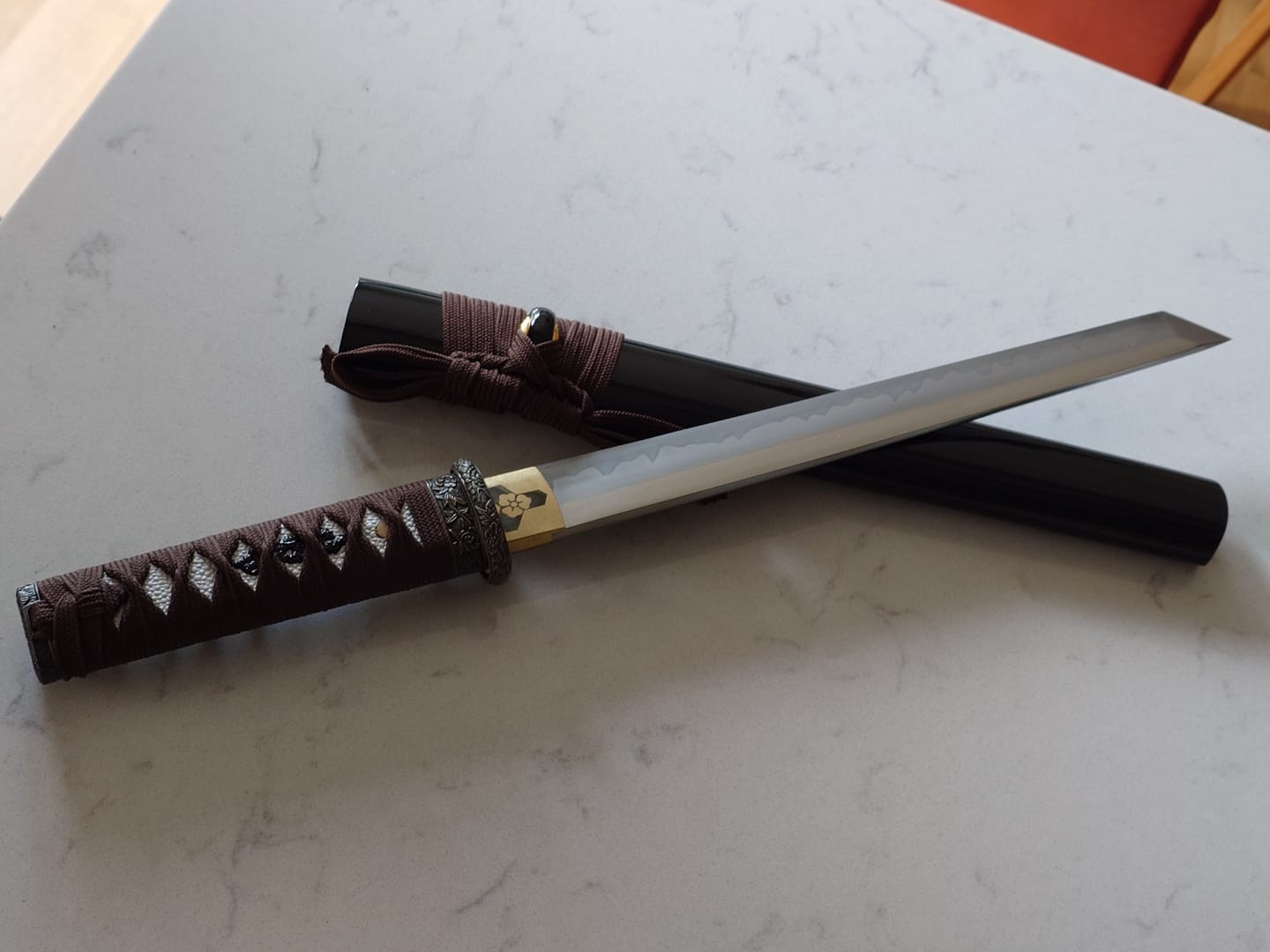 Customer photo review of The Kodai Hoshizora Handmade Tanto Katana Clay Tempered T10 Steel