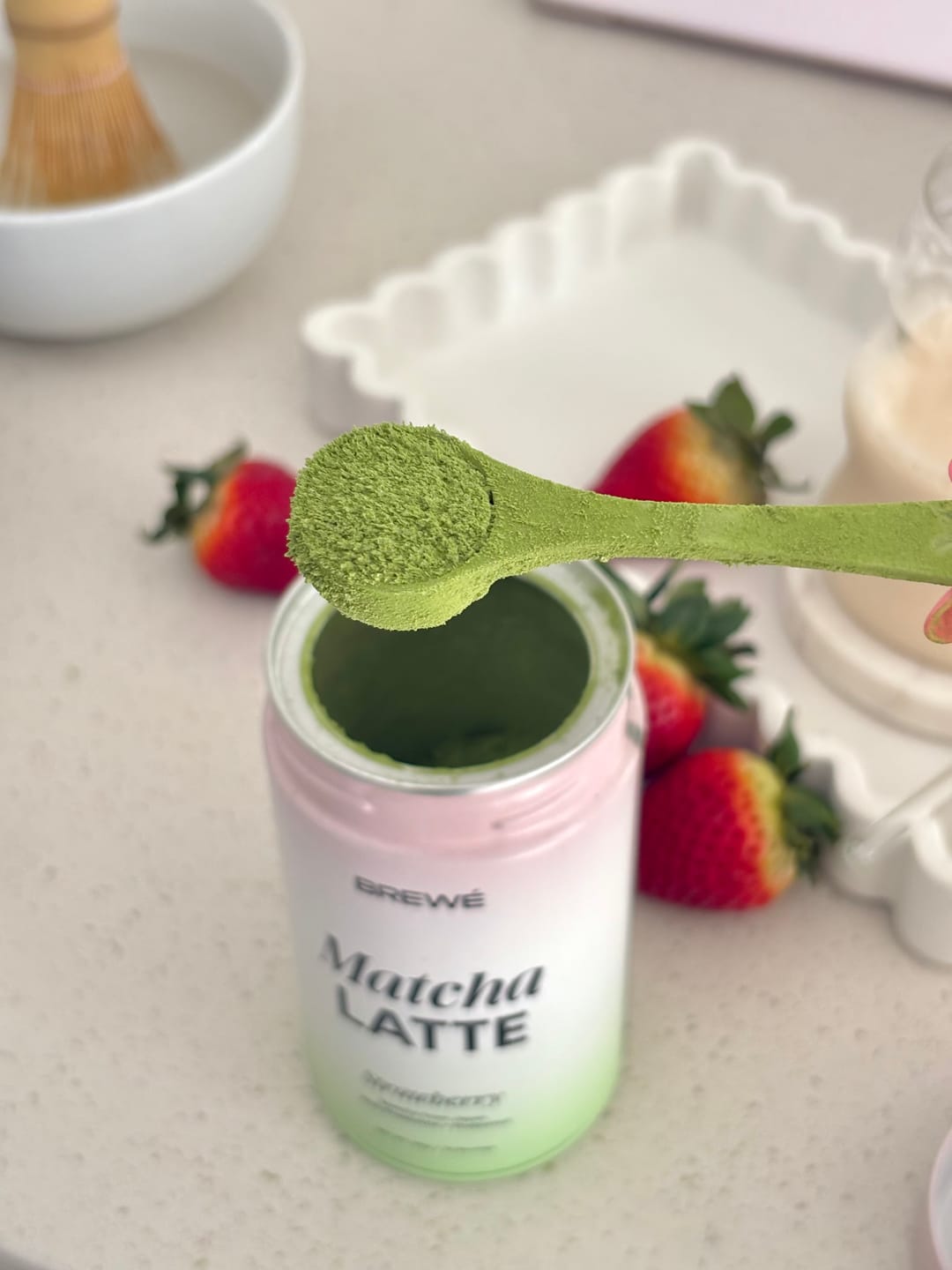 Customer photo review of Strawberry Matcha+ Latte Powder