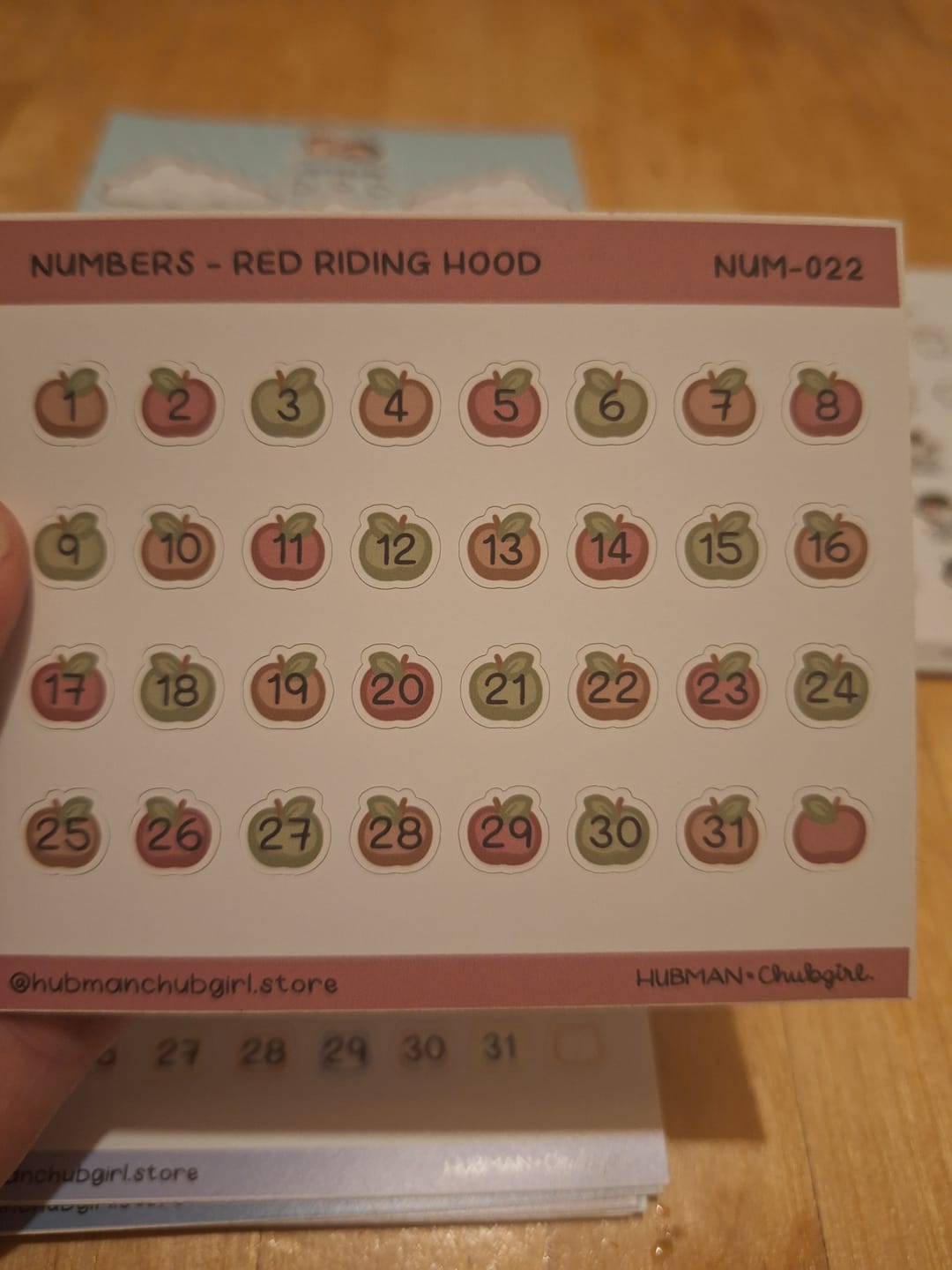 Customer photo review of Numbers - Red Riding Hood  Planner Stickers