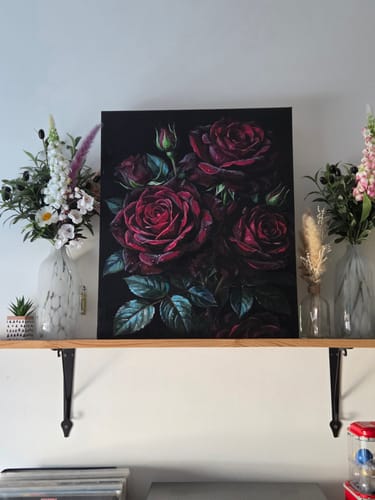 Customer photo review of Black Burgundy Roses Dark (80 Color Paint by Numbers)