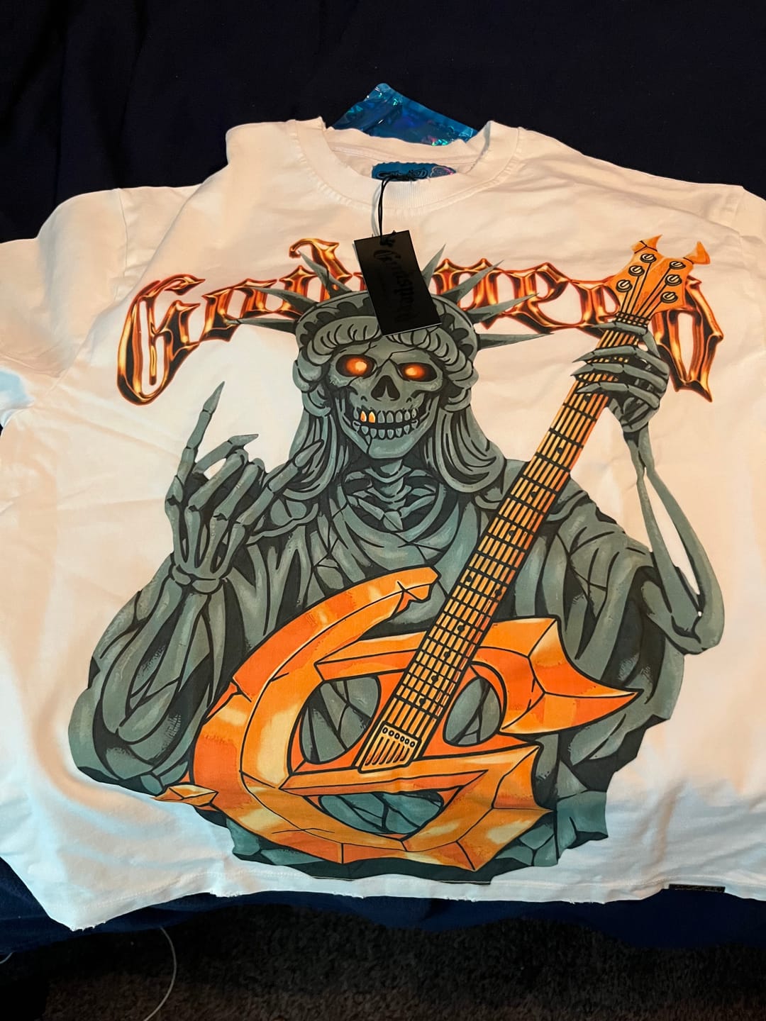 Customer photo review of Godspeed Liberty Rock Tee White
