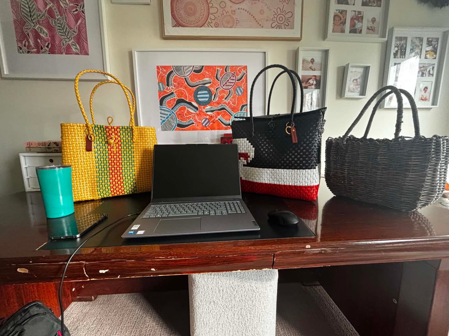 Customer photo review of Yellow/Green/Red Tote Bag