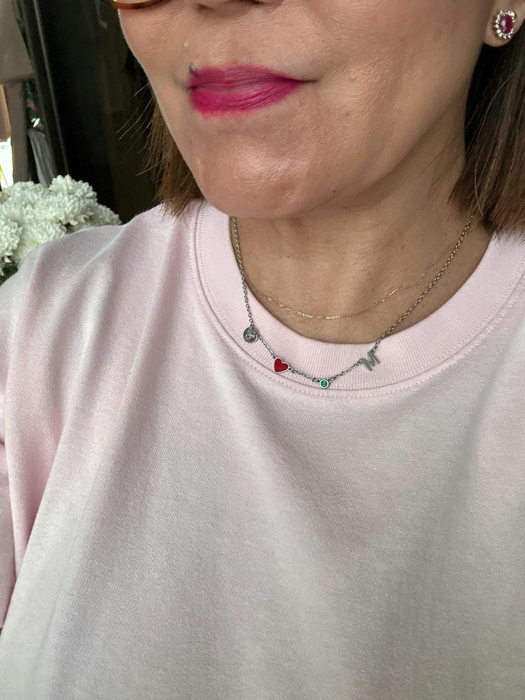 Customer photo review of Collar de Inicial, Corazón, Piedra Natal y Zodiaco