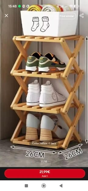 Customer photo review of Foldable Bamboo Shoe Rack with Two-to-Nine-Tier Options