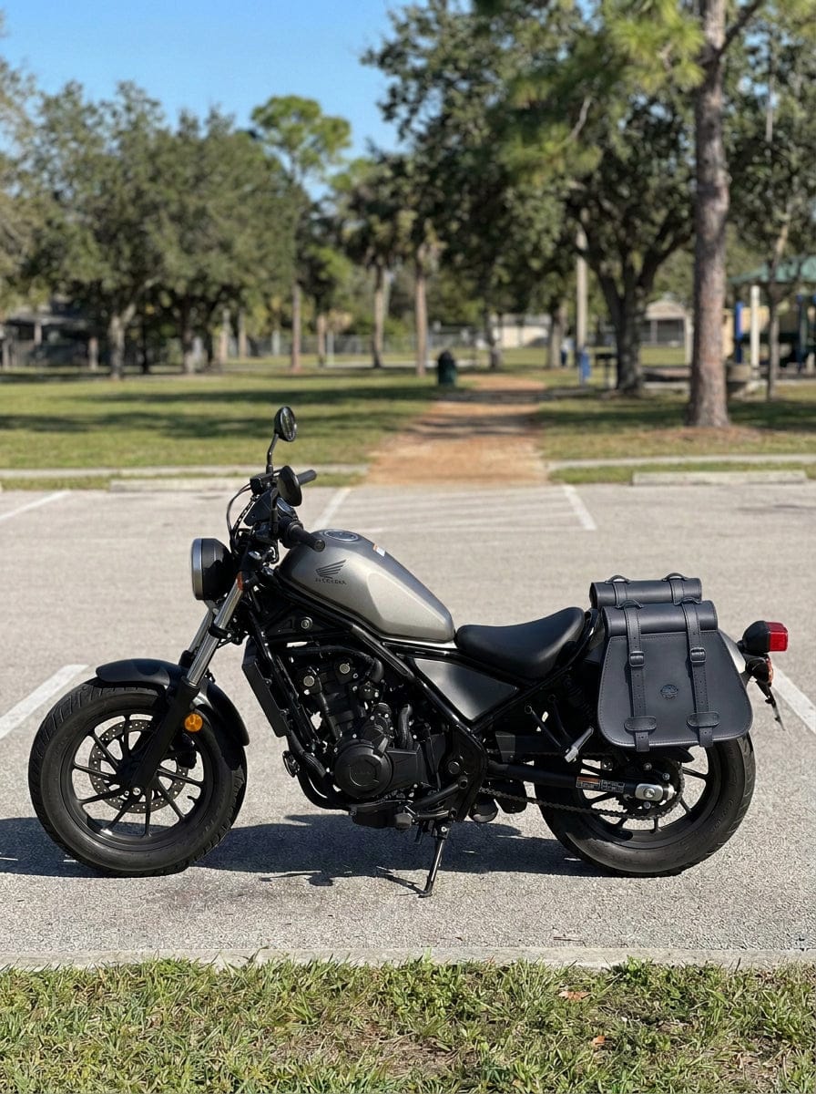 Customer photo review of 30L - SpiritBlade Roll-Top Large Honda Rebel 1100 CMX1100 Motorcycle Leather Saddlebags