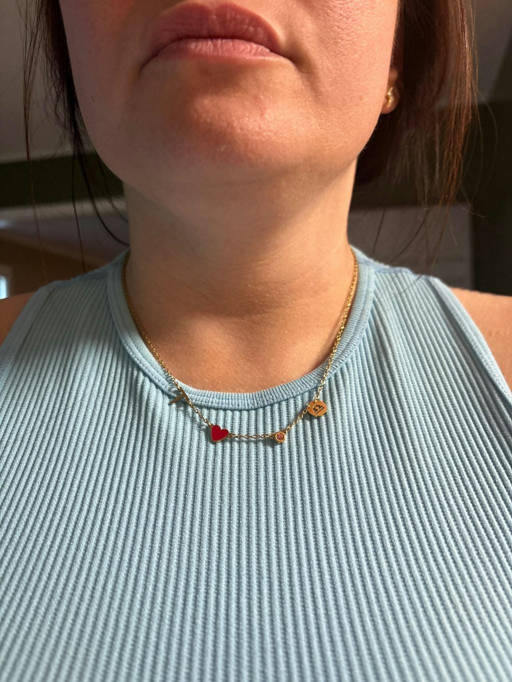Customer photo review of Collar de Inicial, Corazón, Piedra Natal y Zodiaco