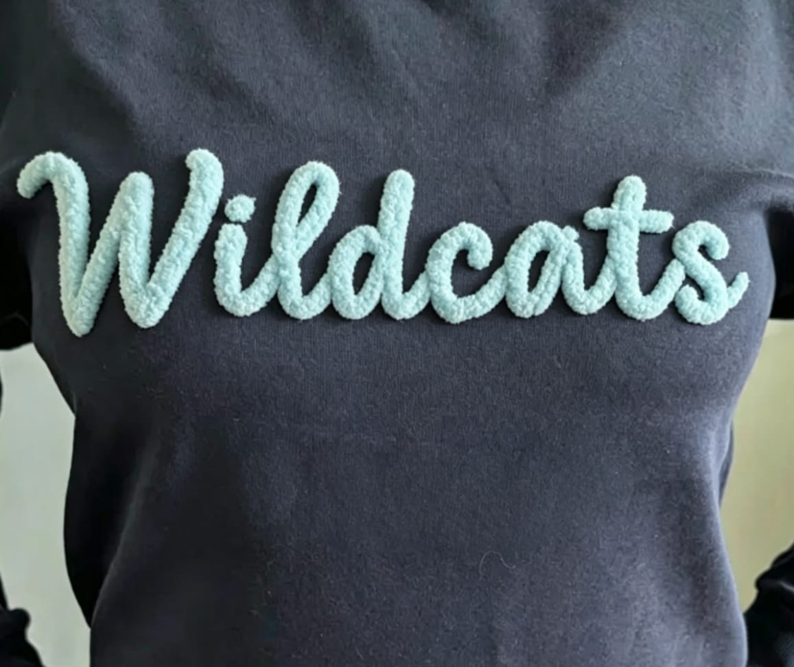 Customer photo review of Custom College Chenille Team Name Embroidered Sweatshirt | Gifts for Sports Mom