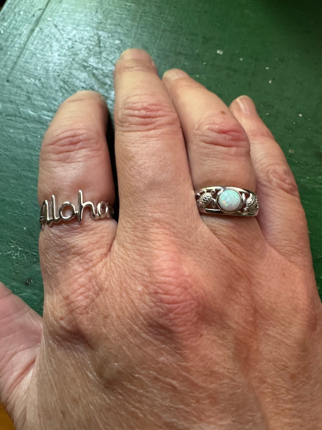 Customer photo review of "Aloha" Script Cutout Band Ring - 925 Sterling Silver
