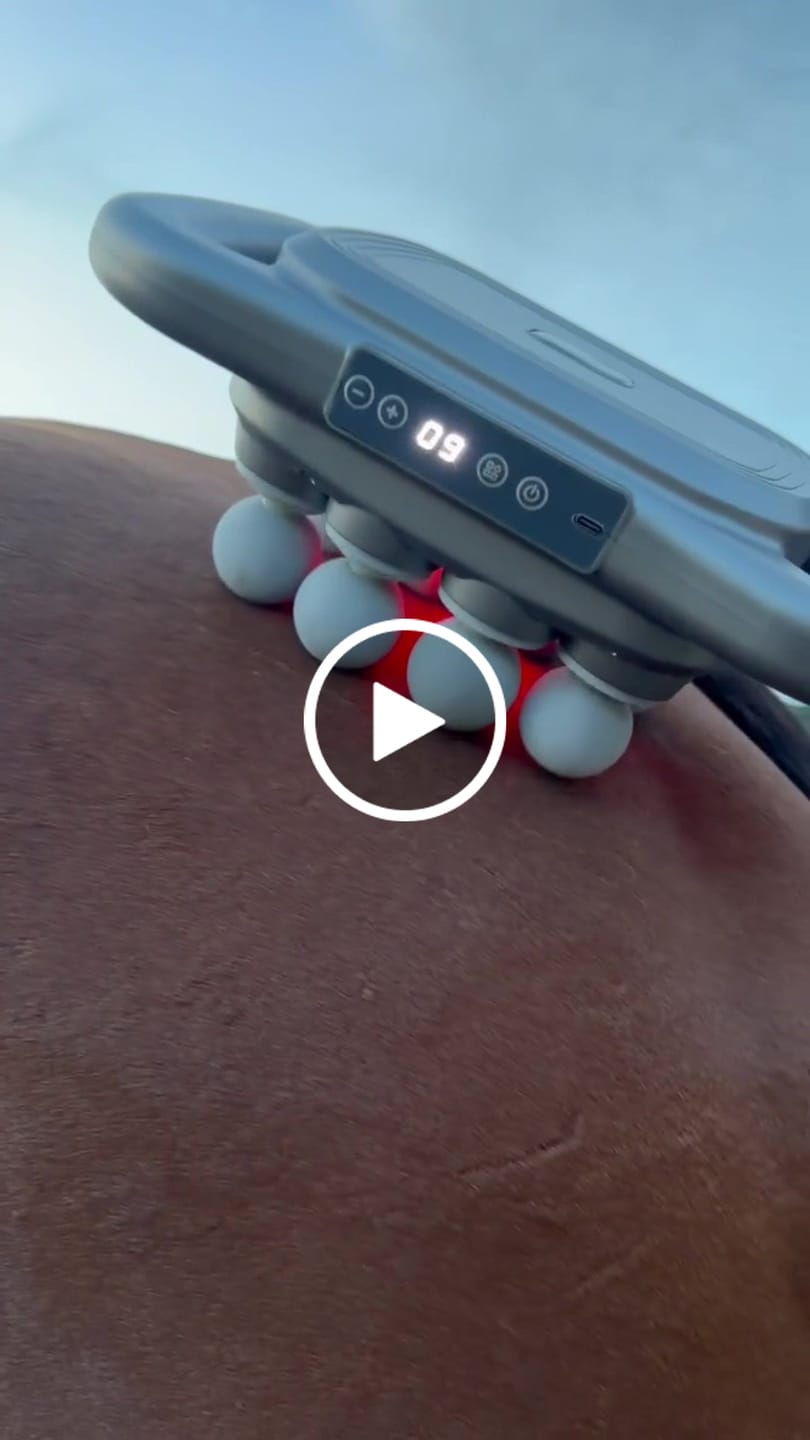 Customer video review of HorseHalo™ 8 Heads Red Light Massage Gun