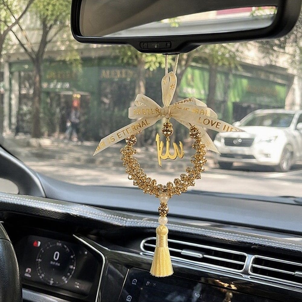 Customer photo review of HilalHaven Lunar Wreath Allah Grace Minimalist Crystal Handcrafted Car Pendant