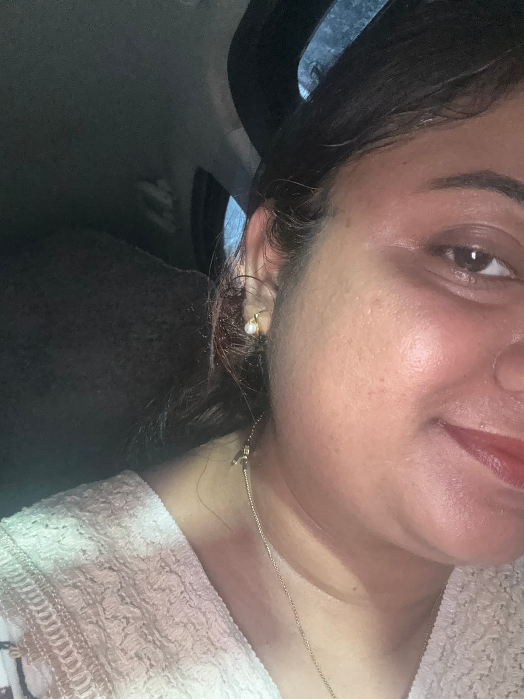 Customer photo review of Pearl Accent Mini Hoop Earrings