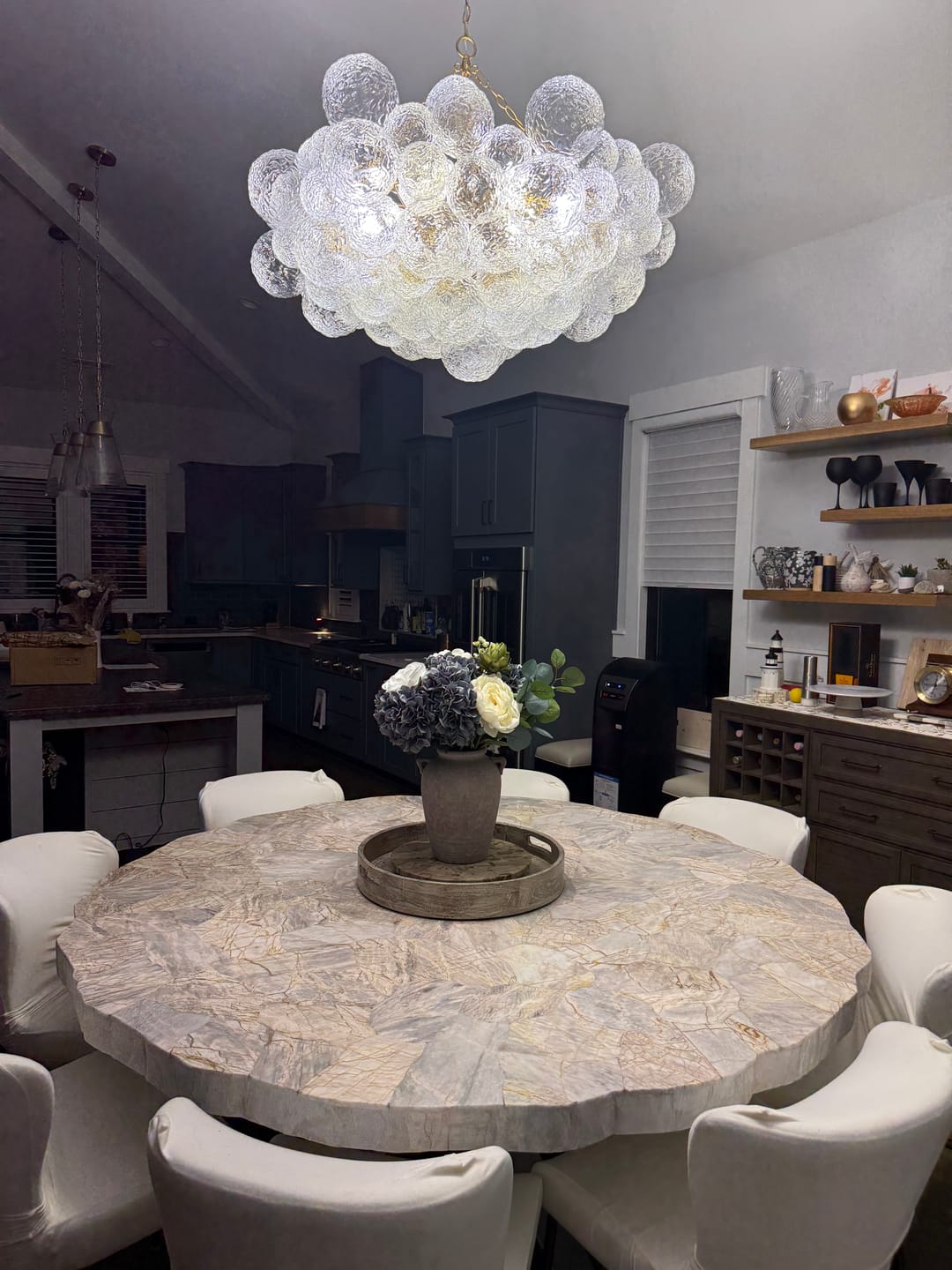 Customer photo review of Luxe Large Cluster Rippled Glass Globe Round Bubble Chandelier