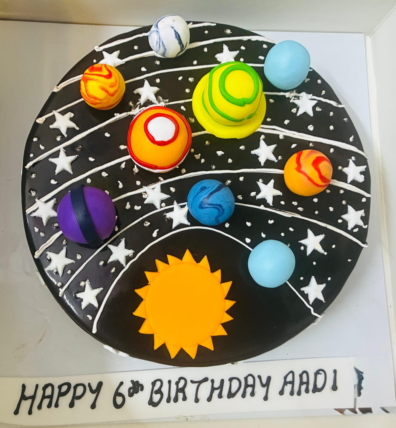 Customer photo review of Solar System Theme Cake