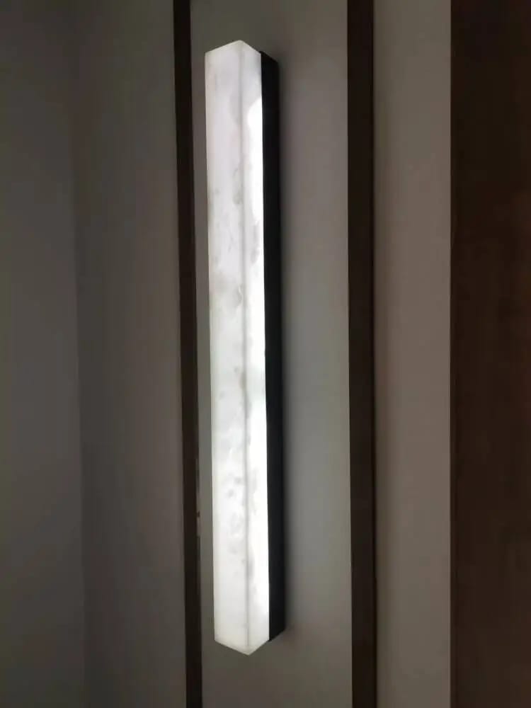 Customer photo review of Isolde Alabaster Wall Sconce for Hallway, Bronze Body, Warm White LED