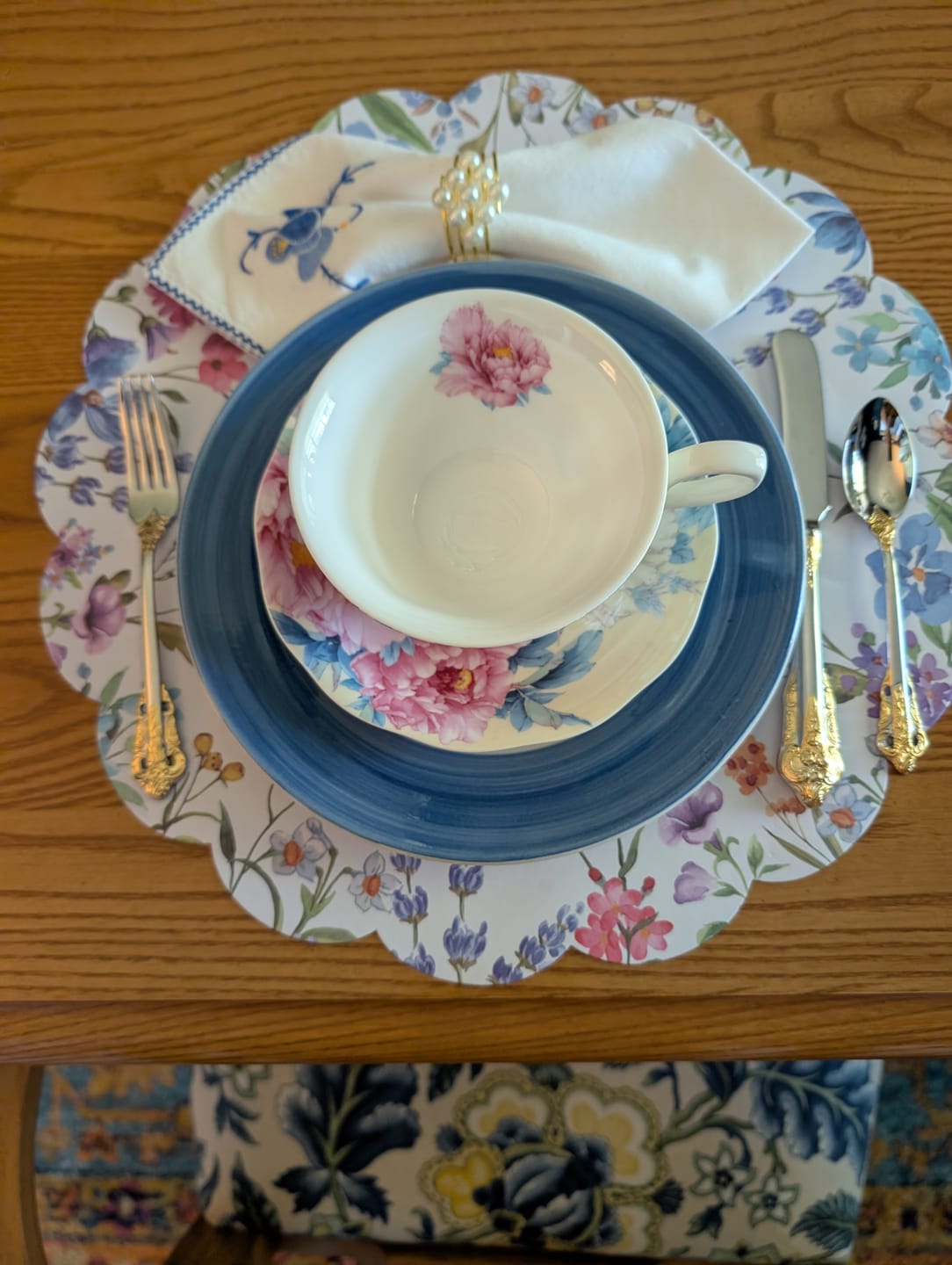 Customer photo review of Empire Peony Blue Bone China Tea Cup and Saucer