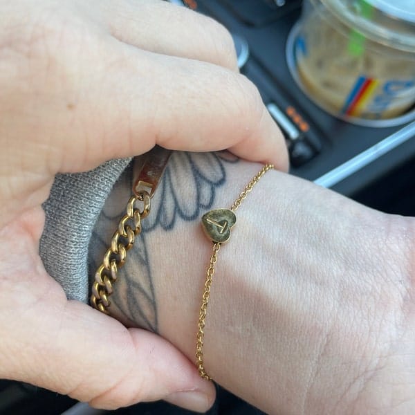 Customer photo review of Matching Initial Heart Bracelet