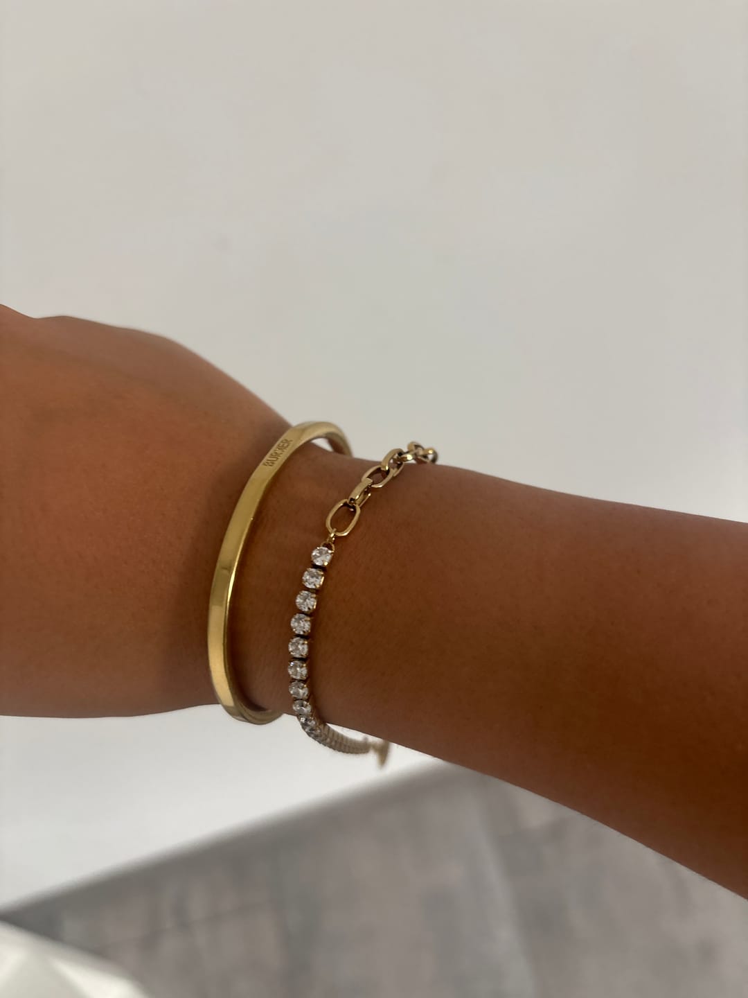 Customer photo review of Jade Gold Bracelet