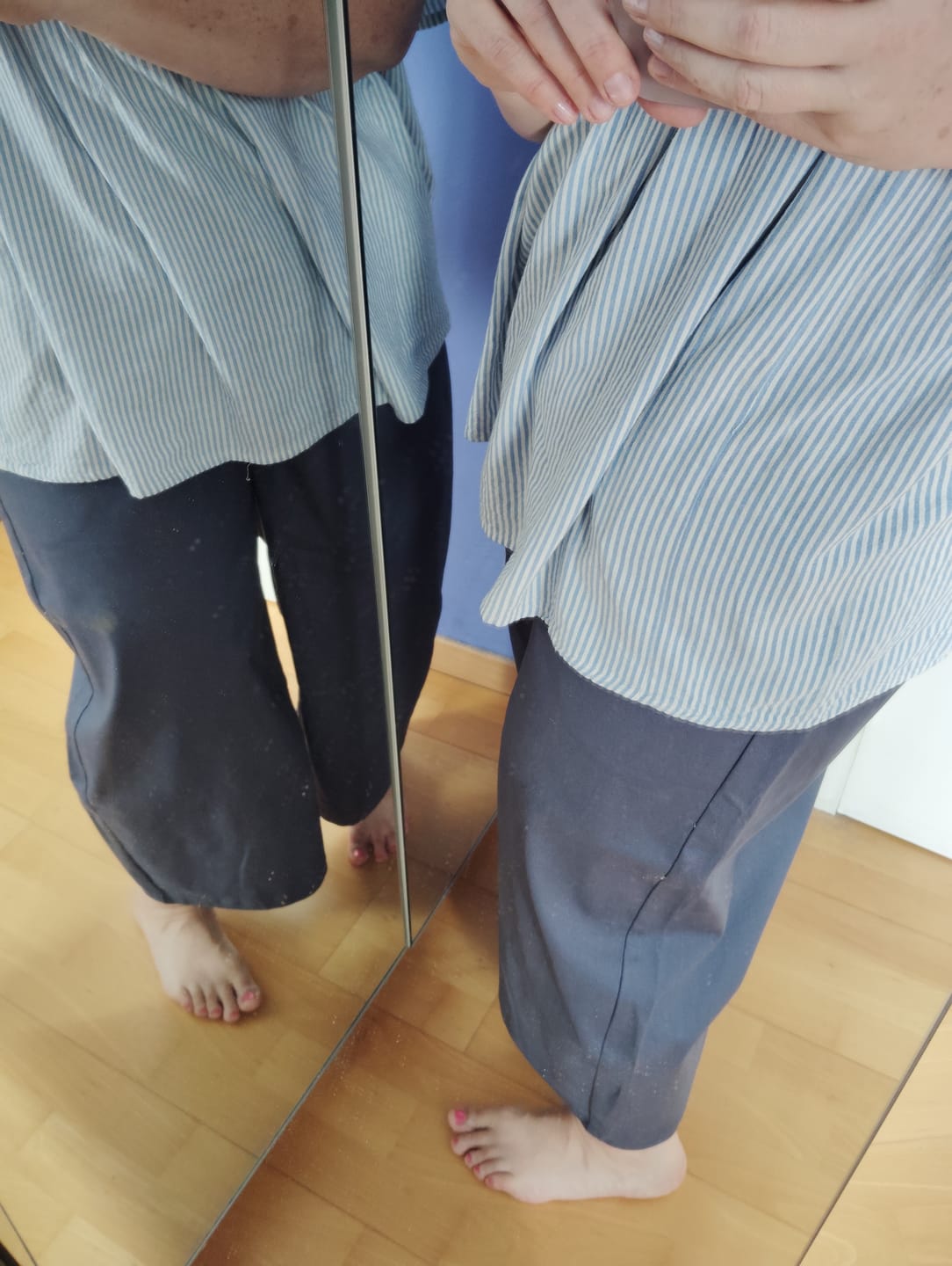 Customer photo review of Pantalon Briac - toile de coton bleu ardoise