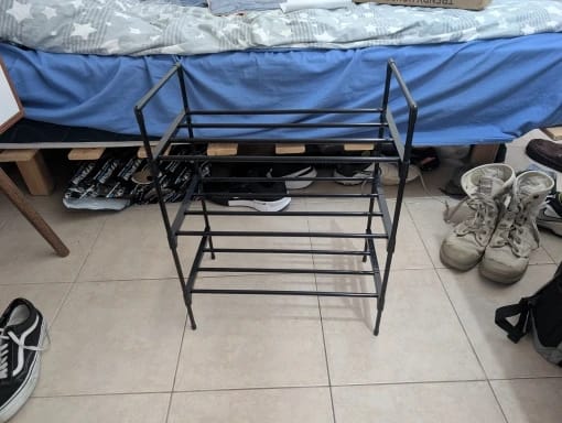 Customer photo review of Two-to-Four-Tier Shoe Rack with Elevated Storage Shelves