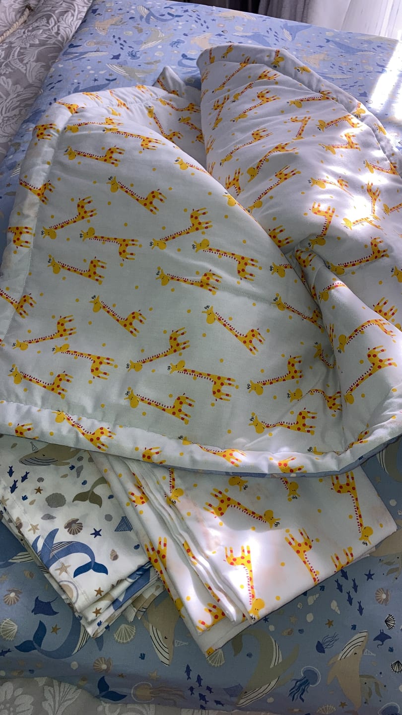 Customer photo review of Giraffes on White Polycotton Fabric