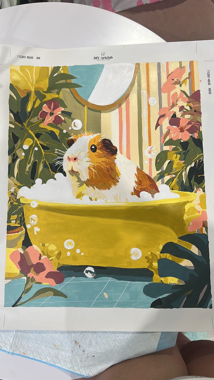 Customer photo review of Pet in Bubble Bath | Paint by Number