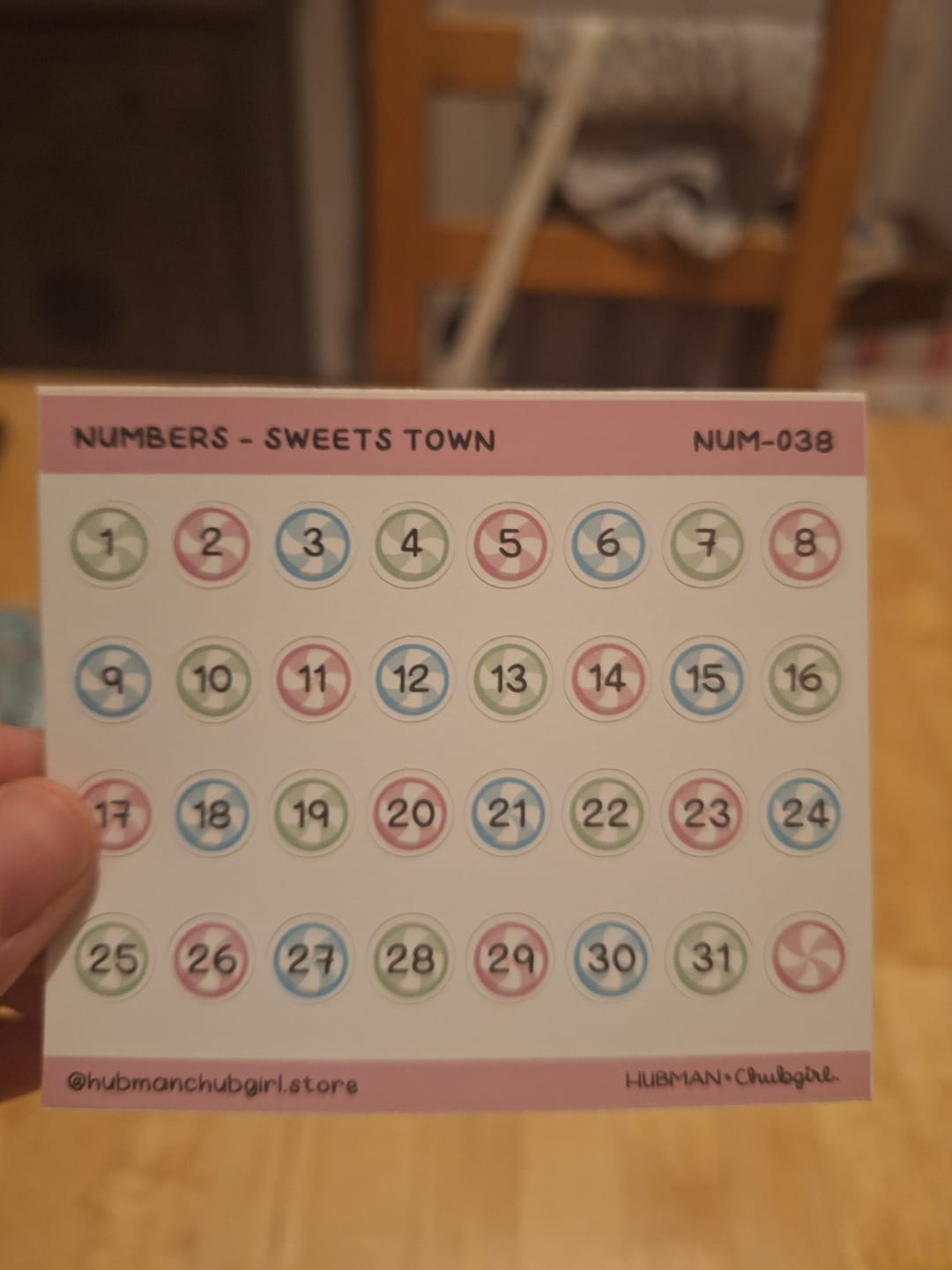 Customer photo review of Numbers - Sweets Town Planner Stickers