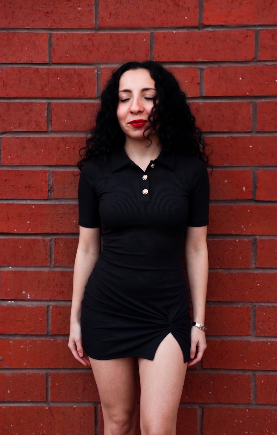 Customer photo review of Asimetrik Büzgülü Polo Yaka Elbise