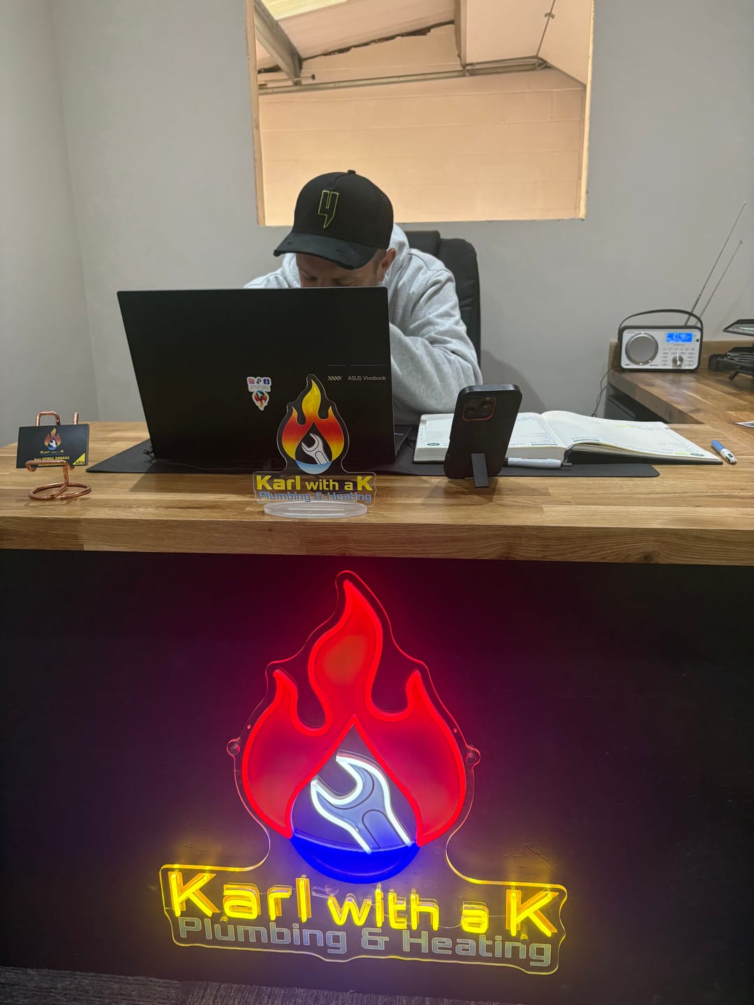 Customer photo review of Karl with a K | LED Neon Sig