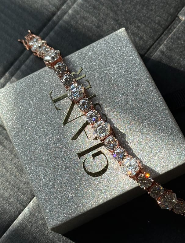 Customer photo review of Iced Out Fancy Cut VVS Moissanite Tennis Bracelet 925 Silver