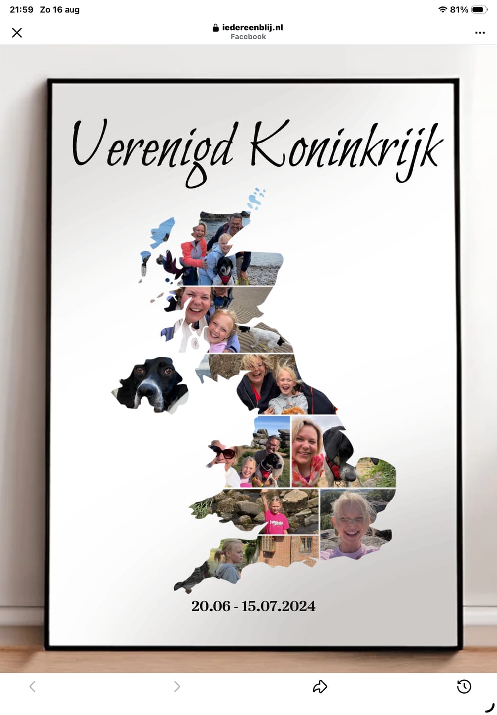 Customer photo review of Gepersonaliseerde reisposter - Foto collage in vorm van continent of land