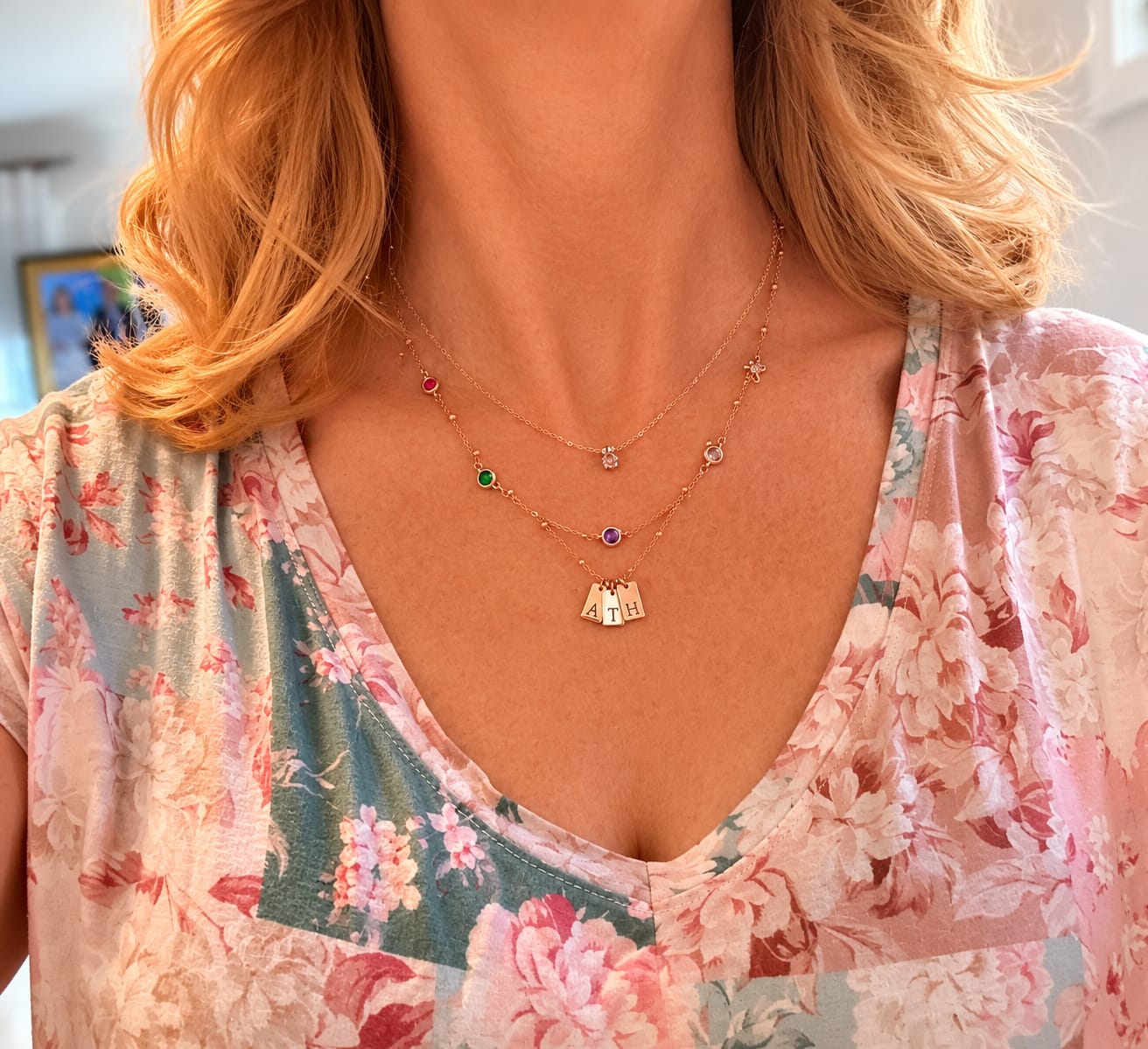 Customer photo review of Personalized Birthstone Necklace for Mom