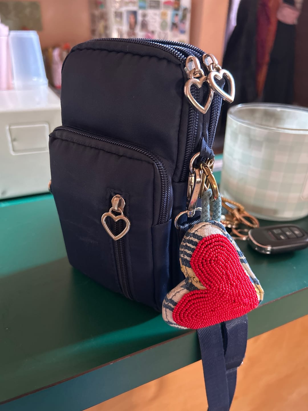 Customer photo review of Baule Beaded Heart Charm Keychain - Red