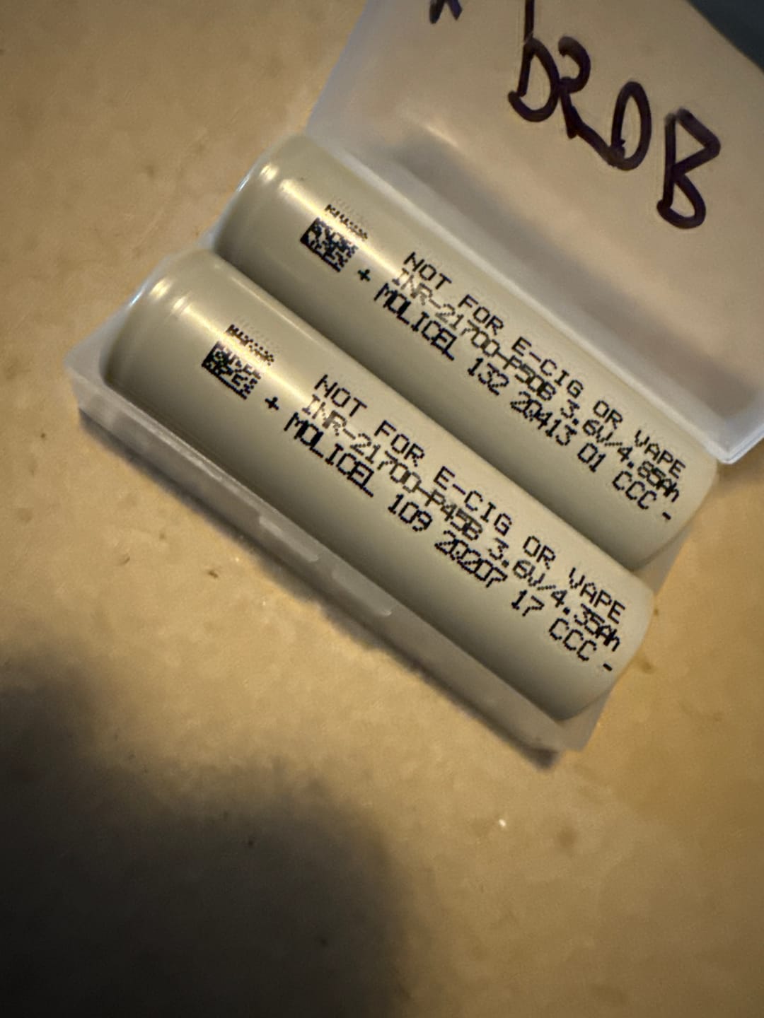 Customer photo review of Molicel 21700 P50B 5000mAh 60A Battery
