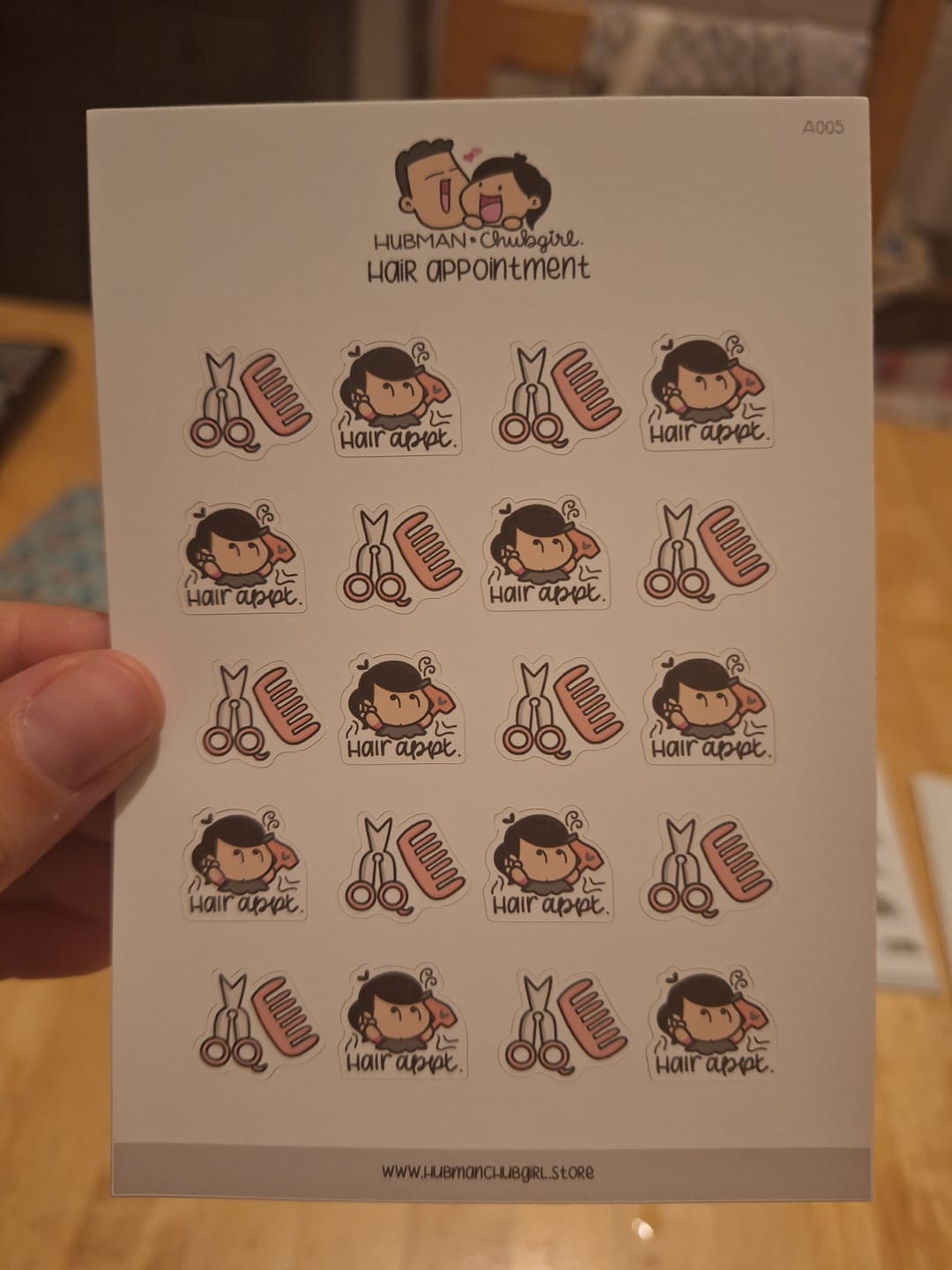 Customer photo review of Hair Appointment Planner Stickers