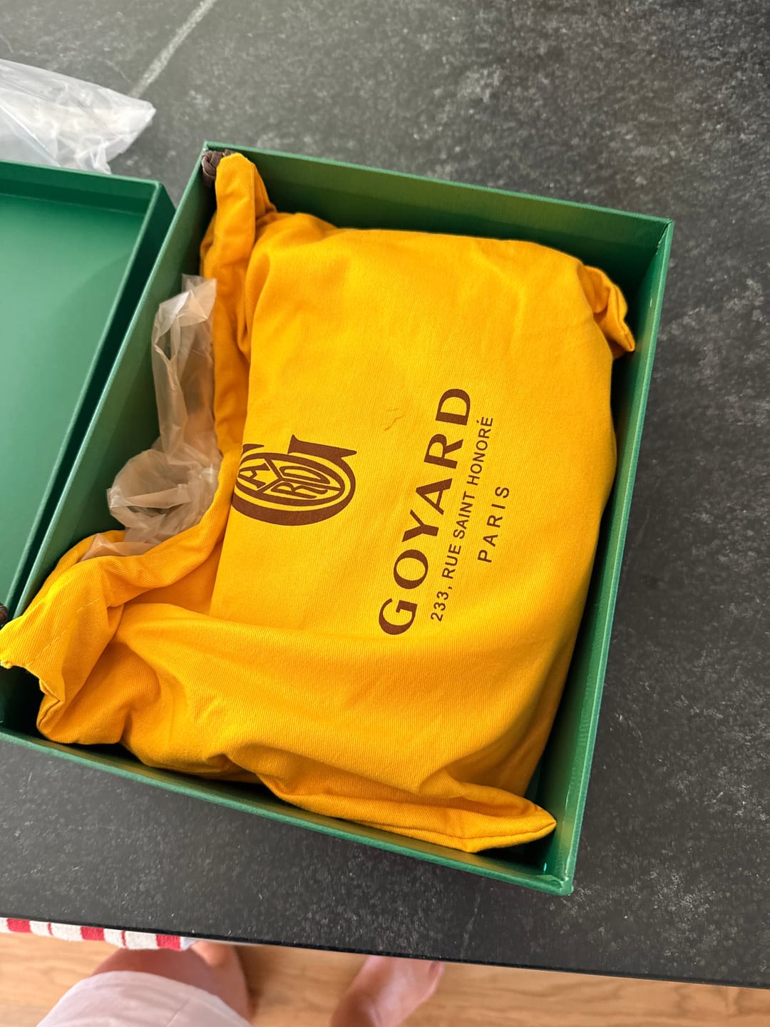 Customer photo review of HIRONDELLE BAG 25 IN GREEN LAMBSKIN AND GOYARDINE CANVAS