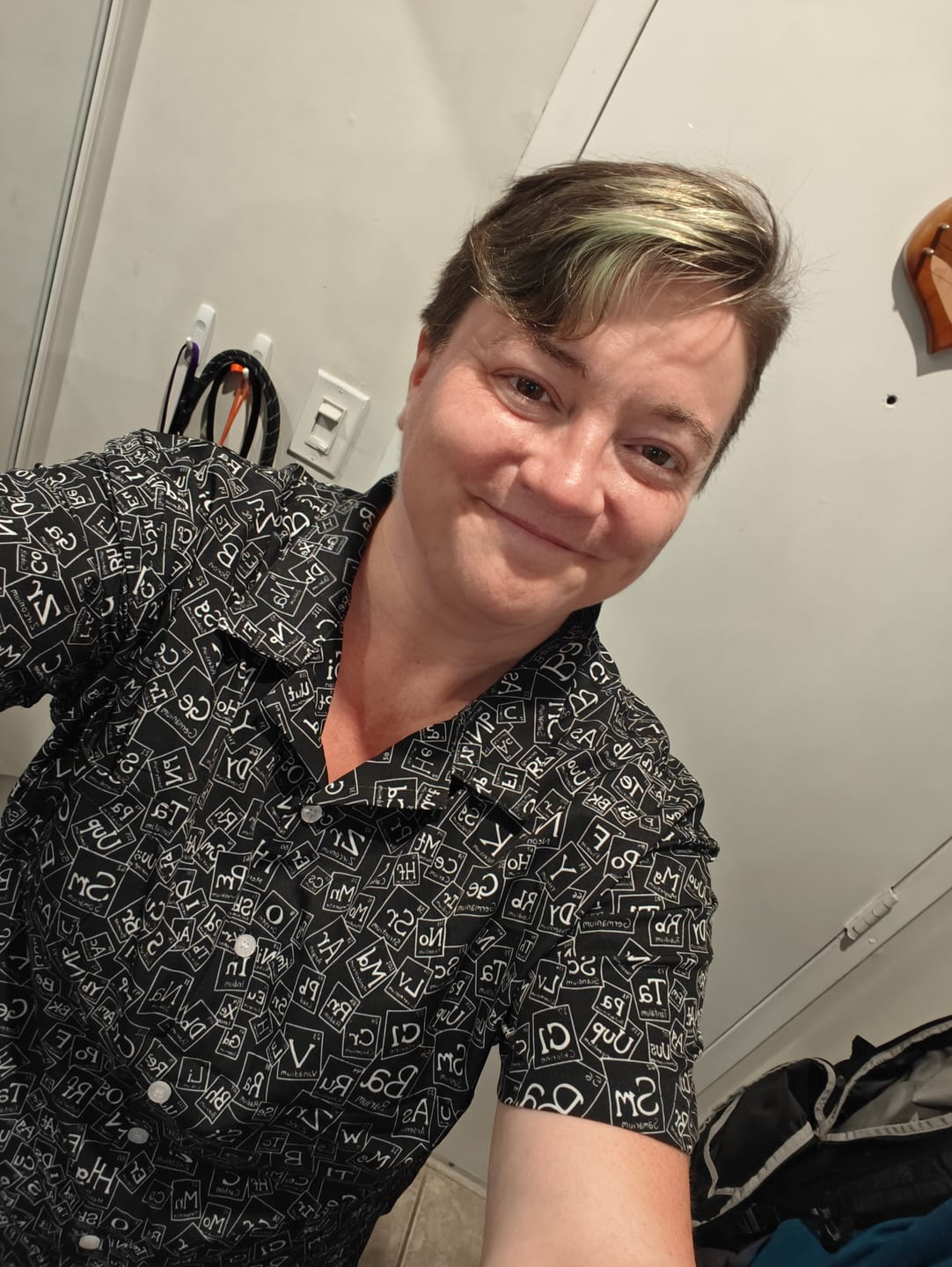 Customer photo review of Periodic Table BW Curvy Button Up Shirt
