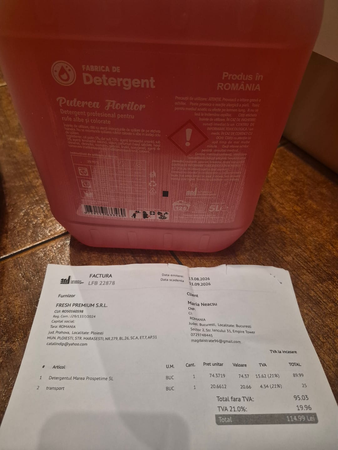 Customer photo review of Detergentul Marea Prospetime 5L