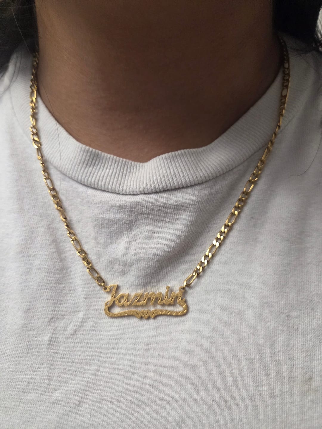Customer photo review of Diamond Cut Heart Name Necklace