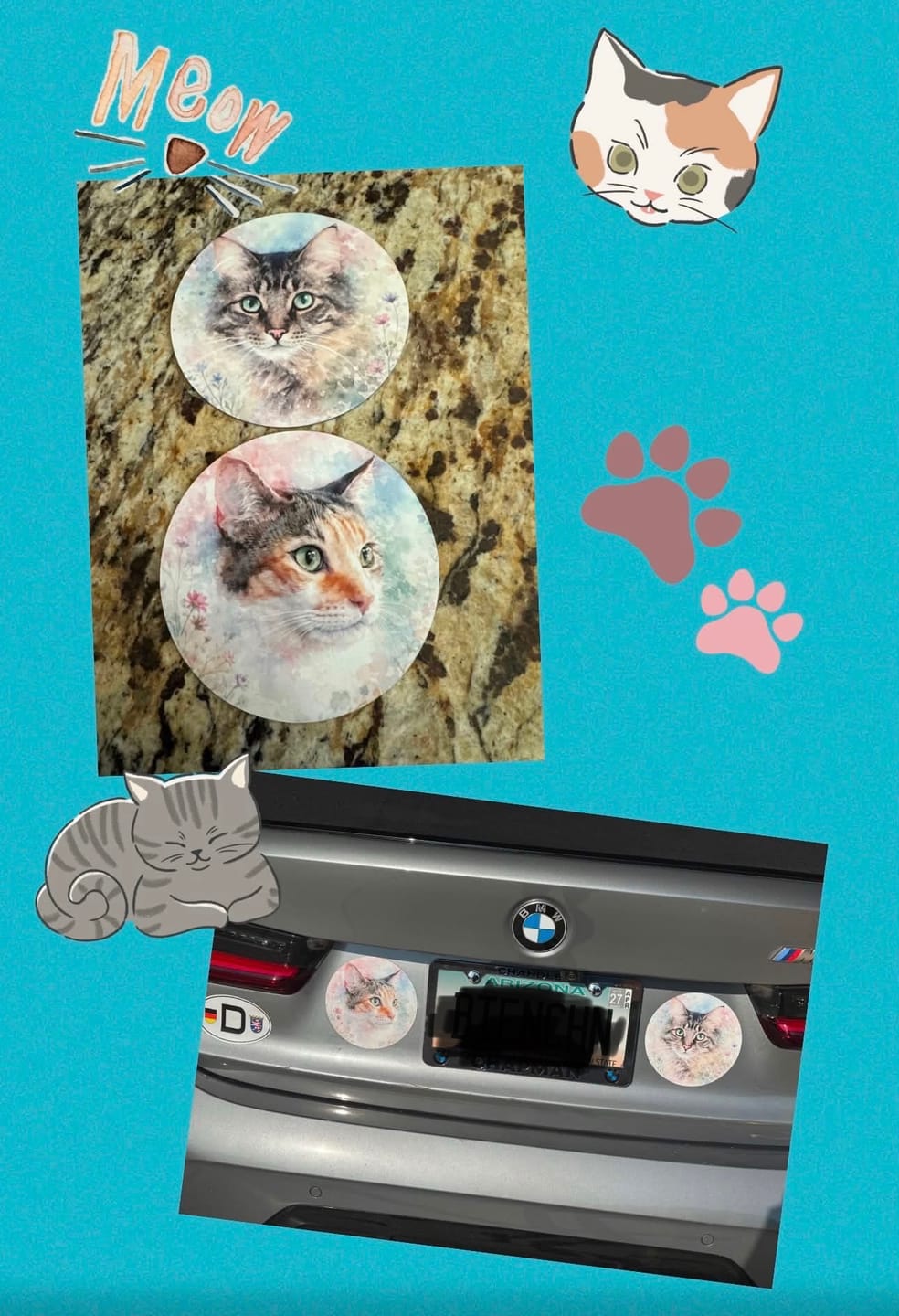 Customer photo review of Watercolor - Personalized Car Magnet