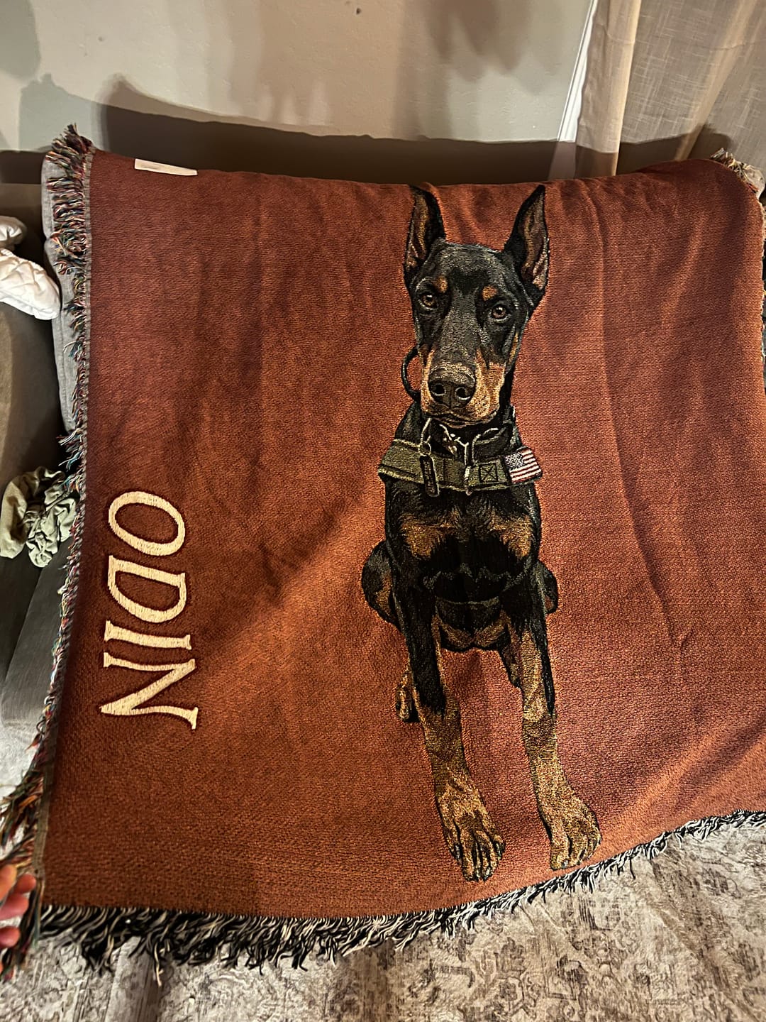 Customer photo review of Custom Heirloom Pet Throw Blanket