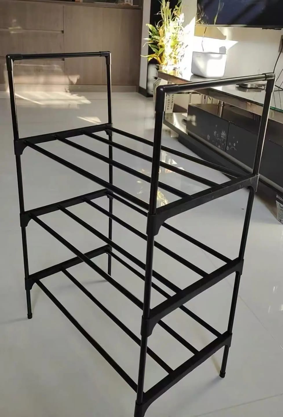 Customer photo review of Adjustable Multi-Tier Metal Shoe Rack for Entryway Storage