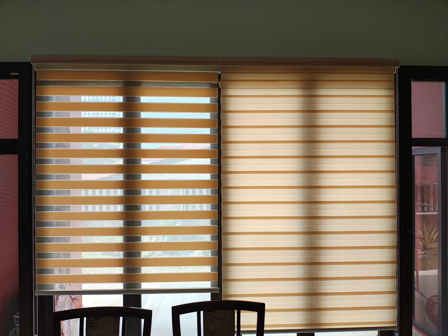 Customer photo review of Tisa Signature Light Filtering Zebra Blinds