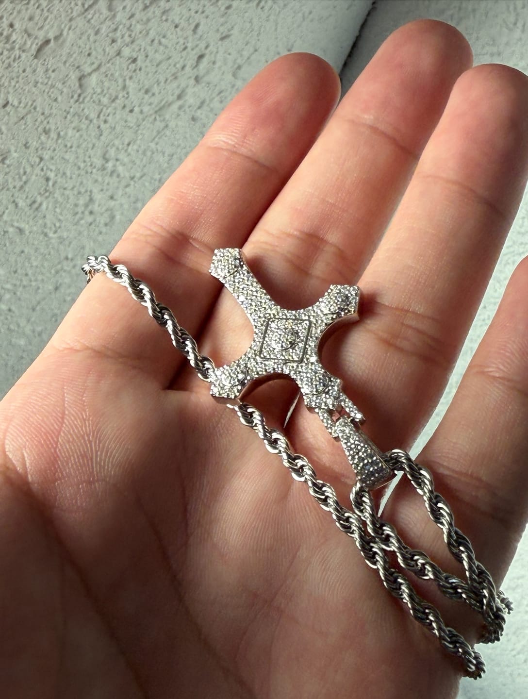 Customer photo review of VVS Moissanite Drip Cross Pendant 925 Silver