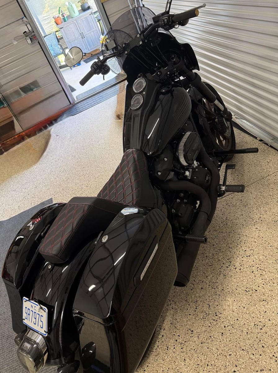 Customer photo review of 44L - Lamellar Stallion Extra Large Painted Motorcycle Hard Saddlebags for Harley Softail Low Rider S FXLRS