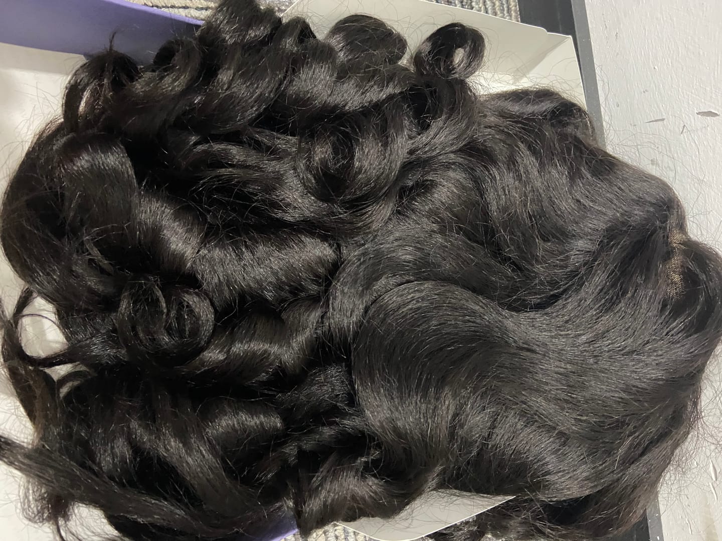 Customer photo review of Wavymy C-Part Wavy Wig Wear & Go 9x6 Glueless Lace Wig Virgin Braid Hair Kinky Straight Texture Loose Wave Wig 300% Density